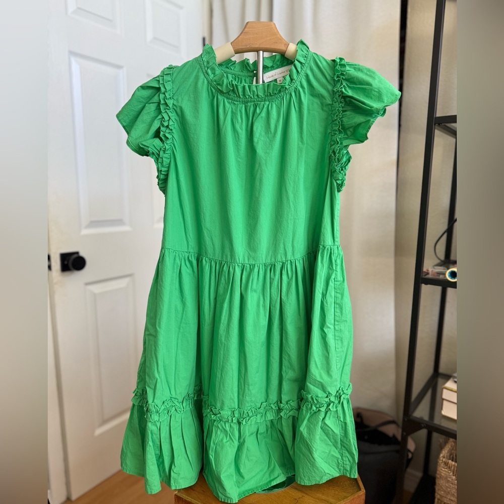 House of Harlow 1960 Zoey 100% Green Cotton Tiered Dress, size M